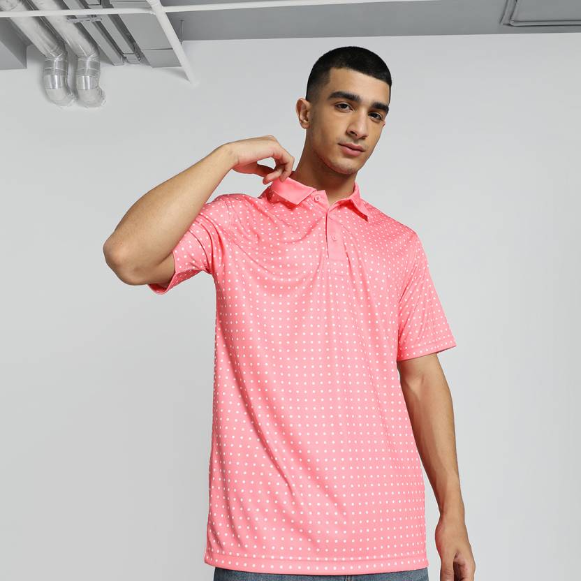 Front view of PUMA Men's Polo, showcasing the classic design, breathable fabric, and signature PUMA branding for a stylish and casual look.