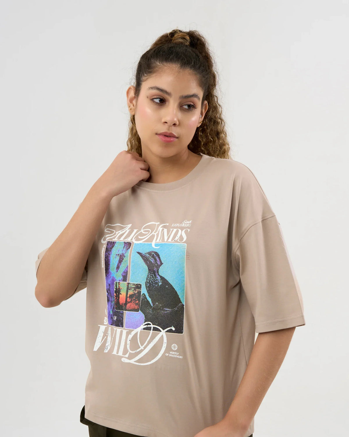 DCYPHR DISCOVERY Women's All Kinds Wild Graphic Tee-Dune Earth
