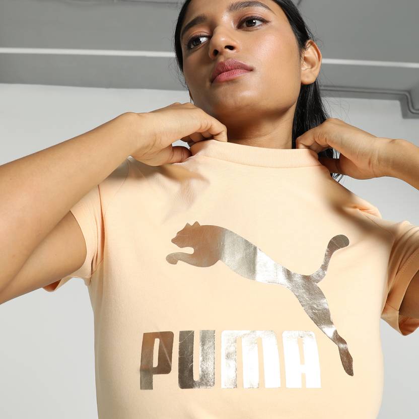 Puma CLASSICS Shiny Logo Tee (S) Women's T-Shirt-62836645