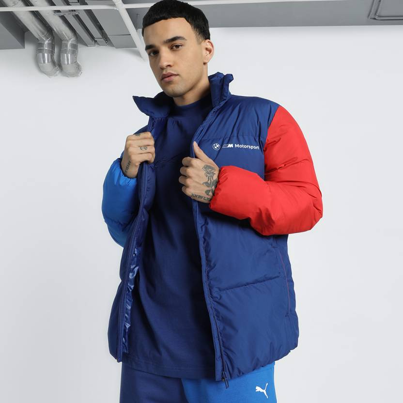 Front view of PUMA Men's Winter Jacket, highlighting the insulated design, sleek fit, and signature PUMA logo, ideal for cold-weather wear.