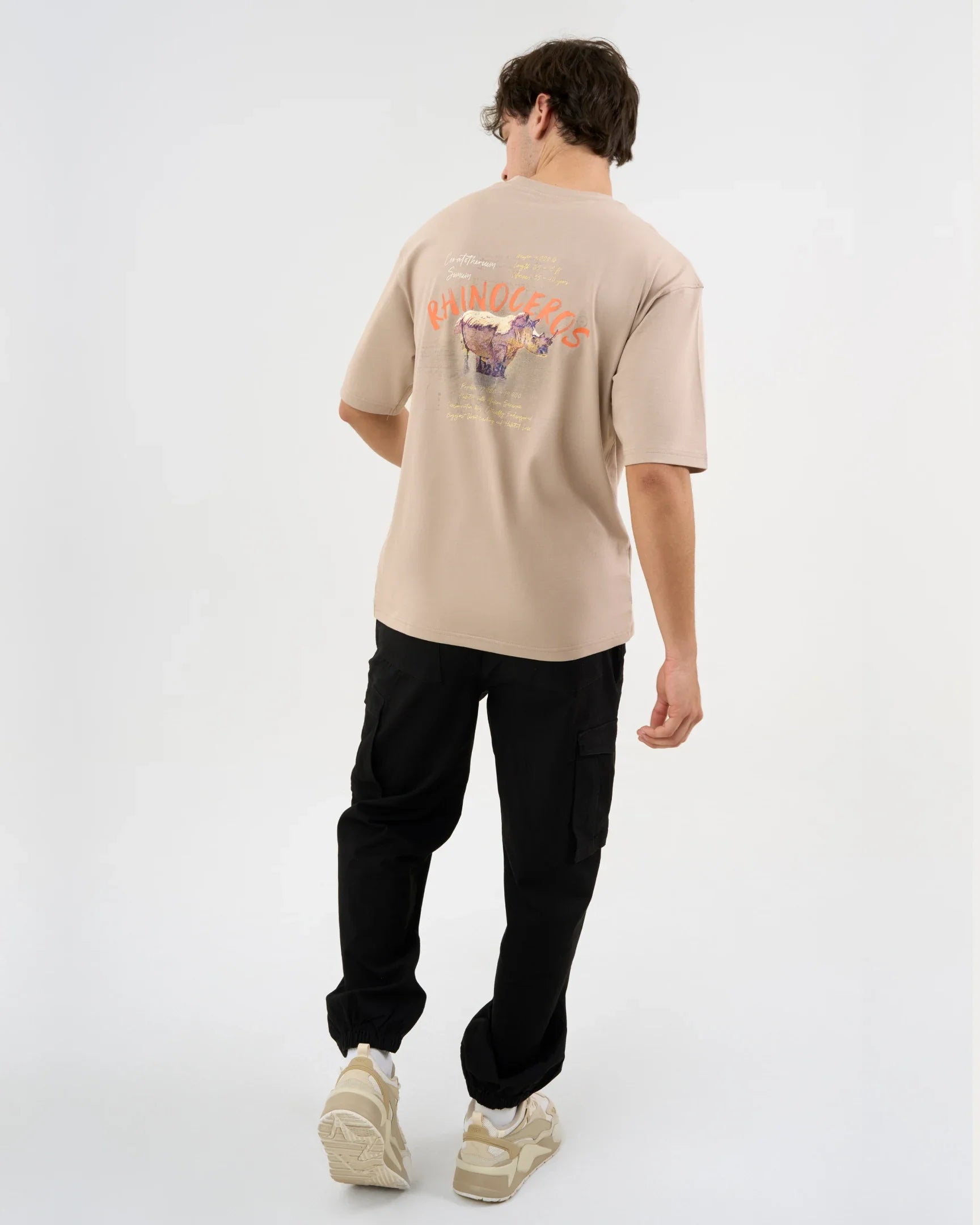 DCYPHR DISCOVERY Men's Rhinoceros Graphic Tee-Dune Earth