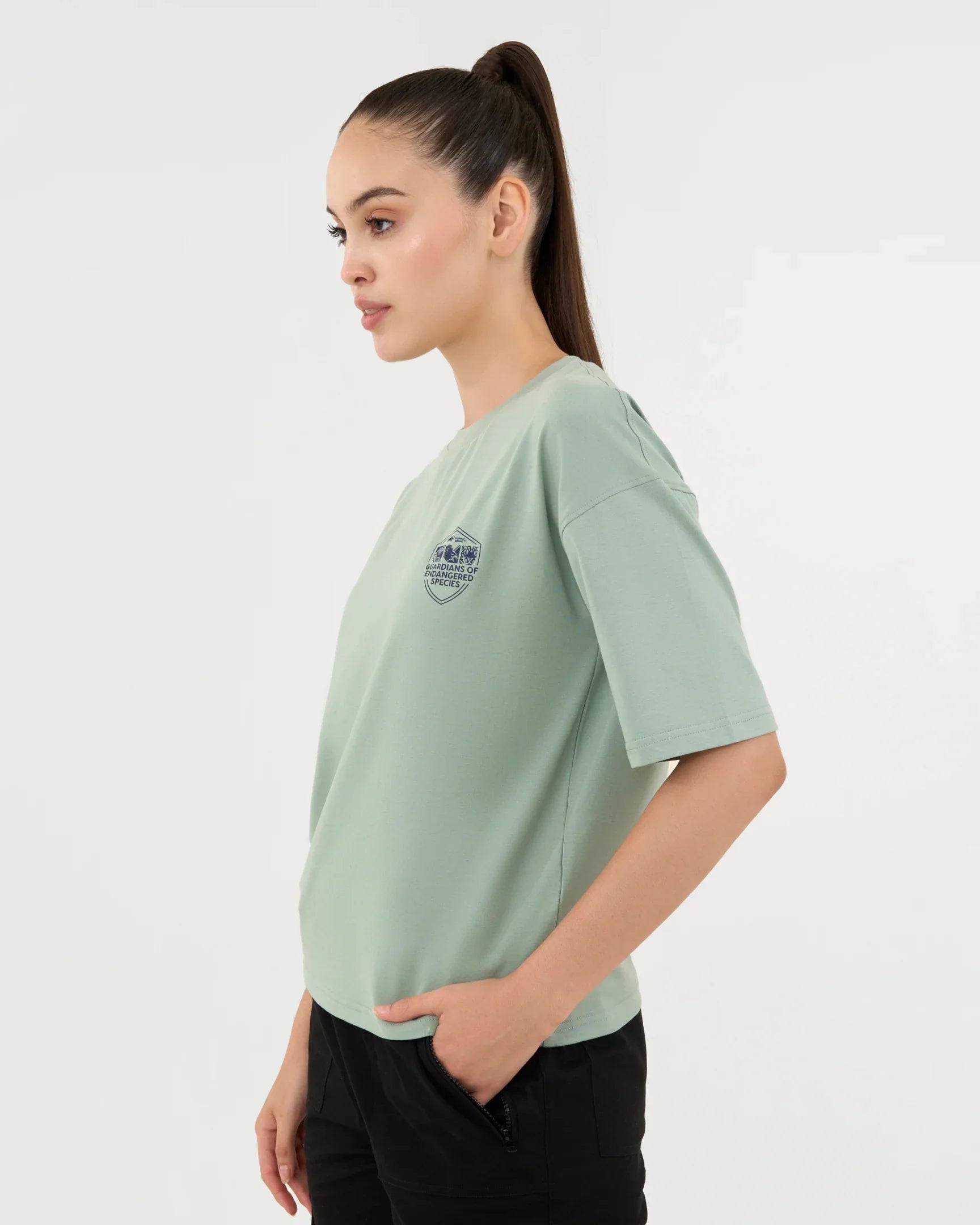 DCYPHR DISCOVERY Women's Blue Whale Graphic Tee-Ice Green
