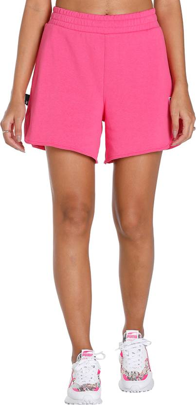 Side view of PUMA Women's Shorts, highlighting the lightweight fabric, relaxed fit, and signature PUMA logo for a stylish, comfortable lifestyle look.