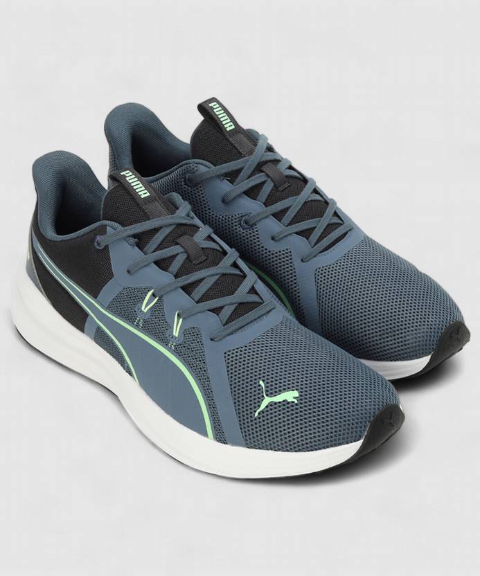 Side view of PUMA Men's Running Lace-Up Sneakers, showcasing the breathable upper, cushioned midsole, durable outsole, and iconic PUMA logo, designed for comfort and performance in running.