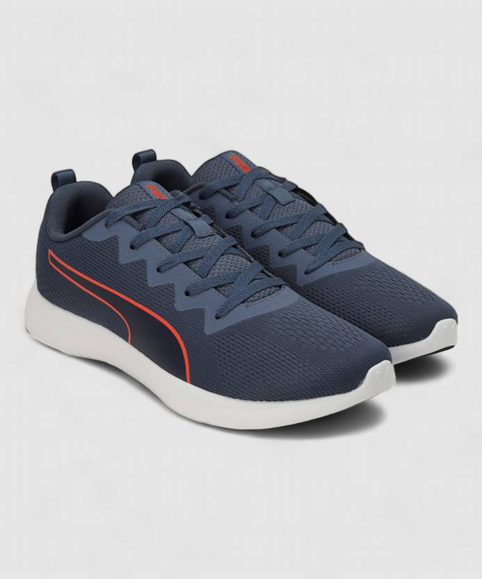 Side view of PUMA Men's Running Lace-Up Sneakers, showcasing the breathable upper, cushioned midsole, durable outsole, and iconic PUMA logo, designed for comfort and performance in running.