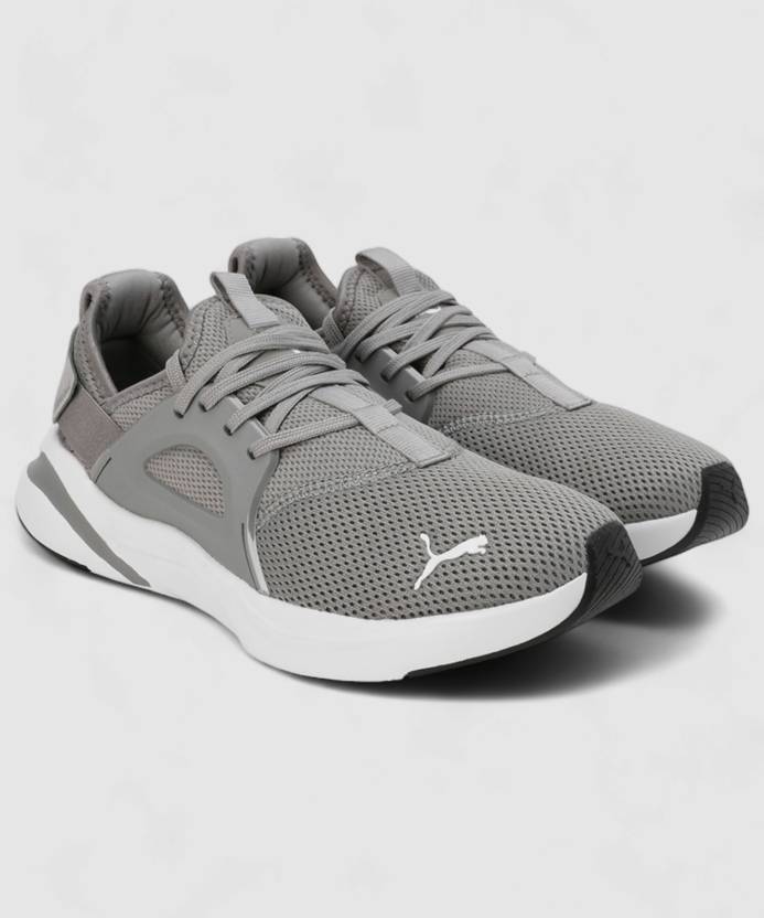 Side view of PUMA Men's Running Lace-Up Sneakers, showcasing the breathable upper, cushioned midsole, durable outsole, and iconic PUMA logo, designed for comfort and performance in running.