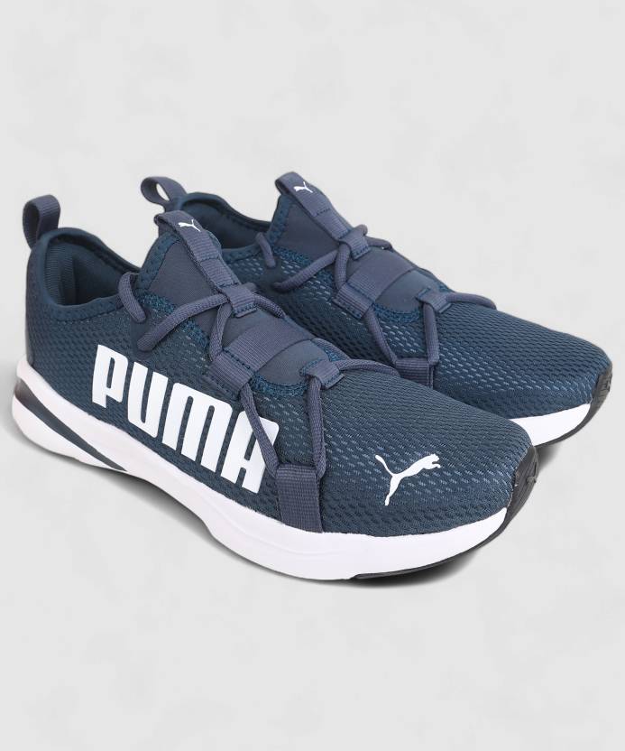 Side view of PUMA Men's Running Lace-Up Sneakers, showcasing the breathable upper, cushioned midsole, durable outsole, and iconic PUMA logo, designed for comfort and performance in running.