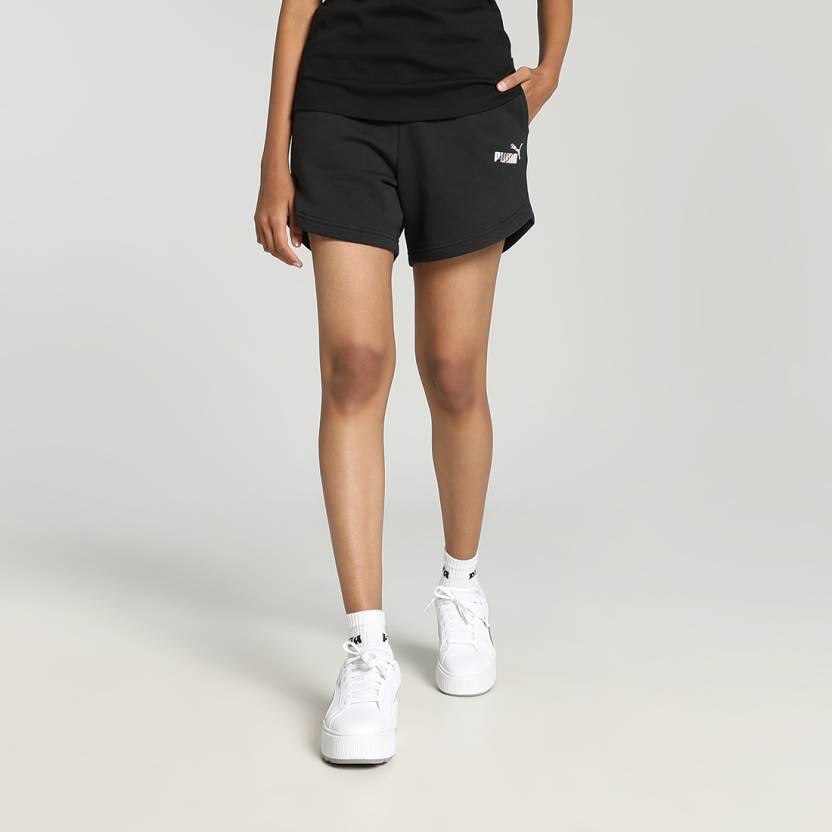 Side view of PUMA Women's Shorts, highlighting the lightweight fabric, relaxed fit, and signature PUMA logo for a stylish, comfortable lifestyle look.