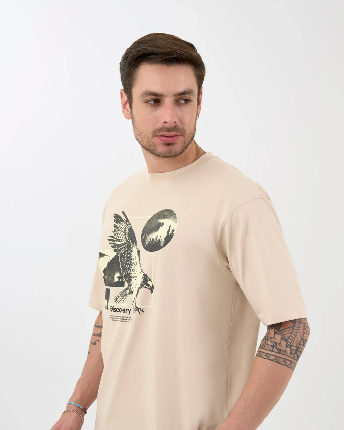 DCYPHR DISCOVERY Men's World Explorer Graphic Tee-Ivory Mist