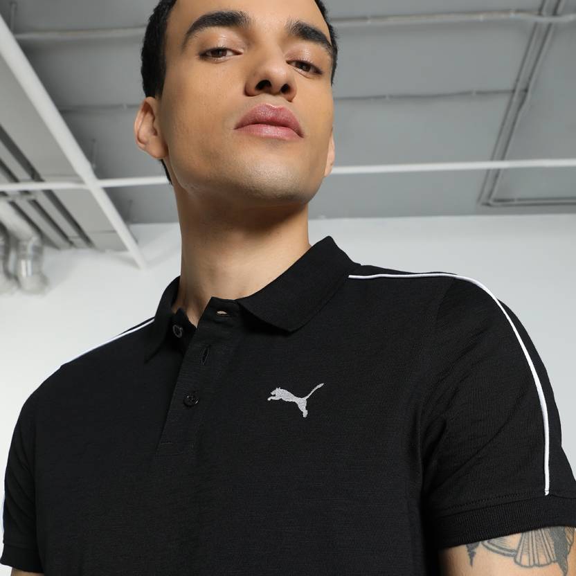 Puma Slub Polo PUMA Black-cat Men's Polo T-Shirt-67016098