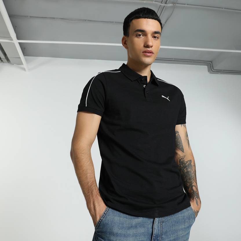 Front view of PUMA Men's Polo, showcasing the classic design, breathable fabric, and signature PUMA branding for a stylish and casual look.