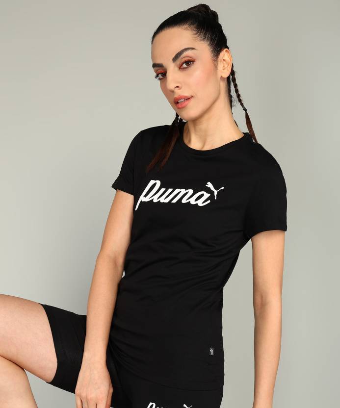 Puma ESS+ Script Tee PUMA Black Women's T-Shirt-68371201