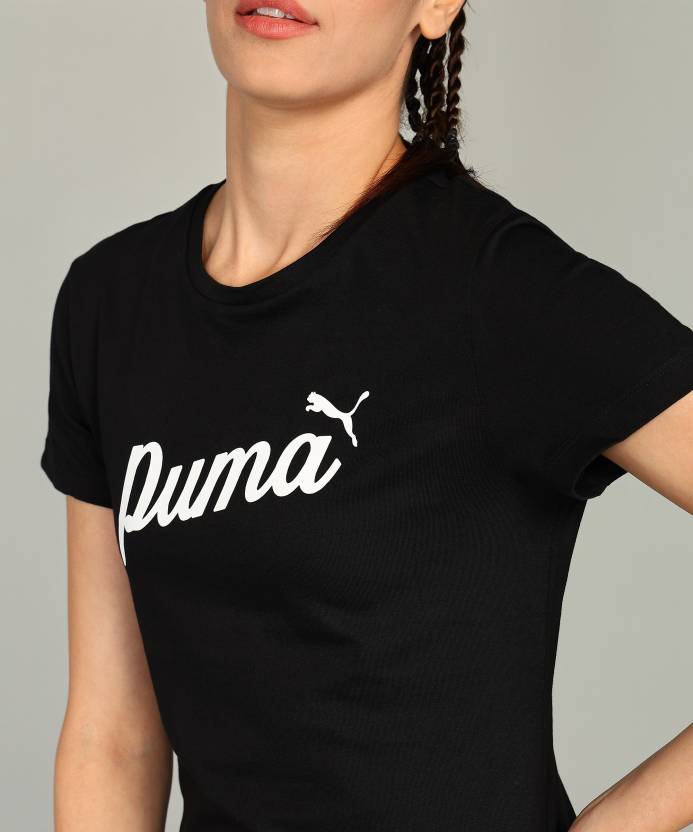 Puma ESS+ Script Tee PUMA Black Women's T-Shirt-68371201