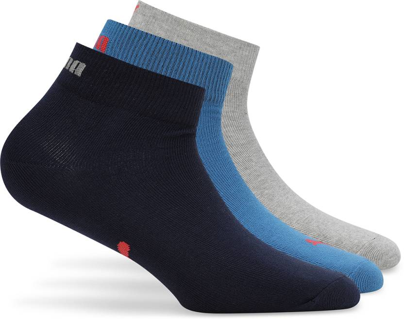 Close-up of PUMA Men's Lifestyle PO3 Socks, highlighting the soft fabric, reinforced toe and heel areas, and the iconic PUMA logo, designed for comfort and durability in everyday wear.