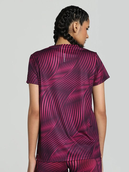 Puma RUN FAVORITE AOP TEE W Midnight Plum Women's T-Shirt-52712544