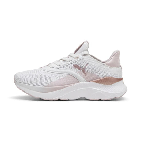 Side view of PUMA Women's Lifestyle Lace-Up Sneakers, showcasing the sleek design, breathable upper, cushioned insole, and iconic PUMA logo, designed for comfort and style in everyday wear.