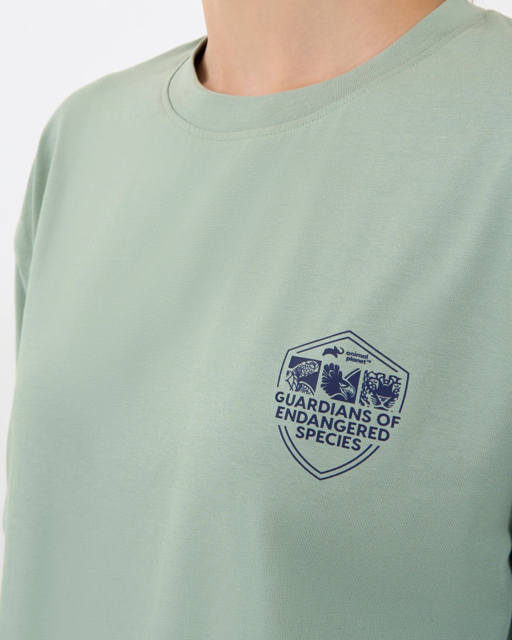 DCYPHR DISCOVERY Women's Blue Whale Graphic Tee-Ice Green