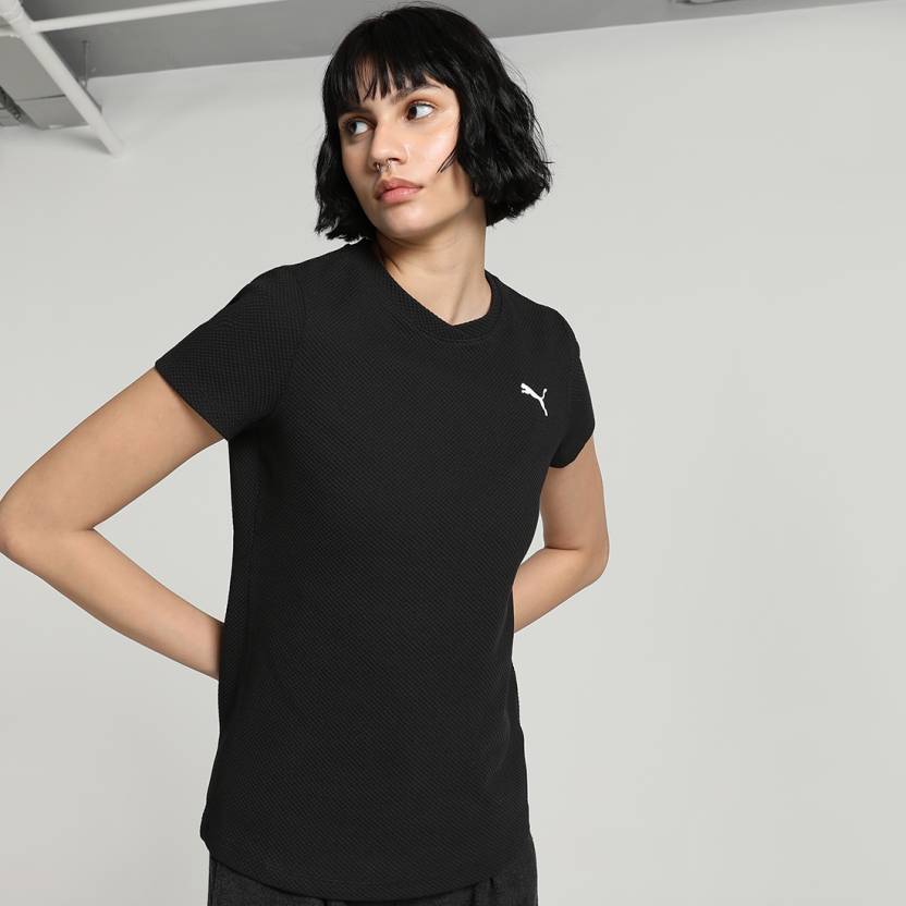 Front view of PUMA Women's Crew, showcasing the relaxed fit, soft fabric, and signature PUMA logo for a stylish and comfortable casual look.