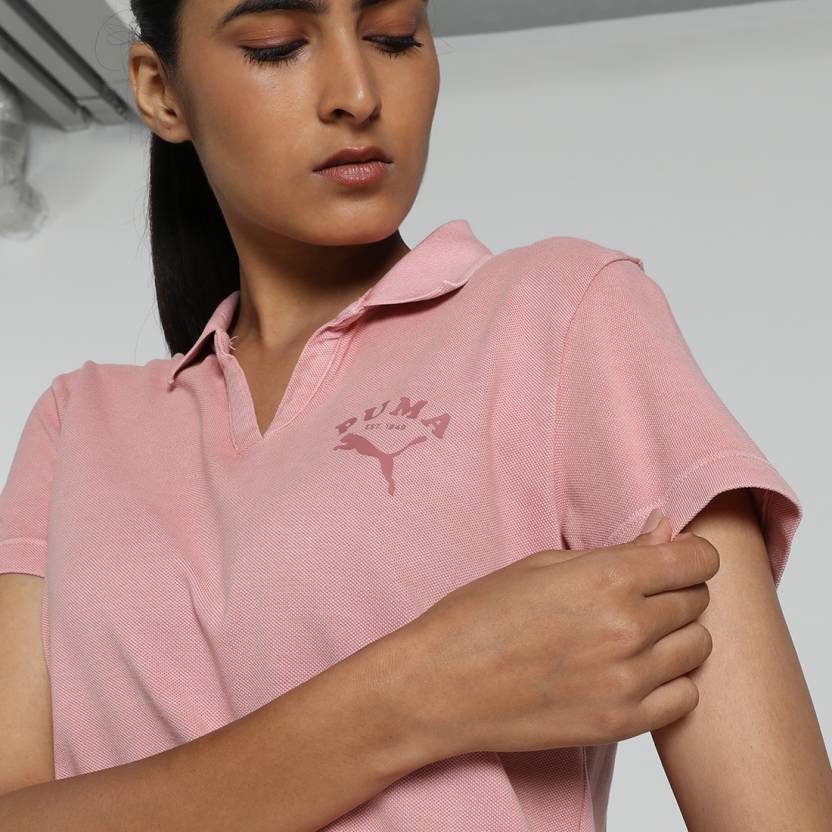 Puma Classics Graphic Polo W Rose Quartz Women's T-Shirts-68104247