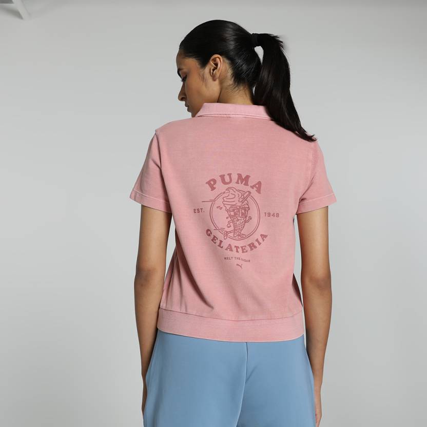 Puma Classics Graphic Polo W Rose Quartz Women's T-Shirts-68104247