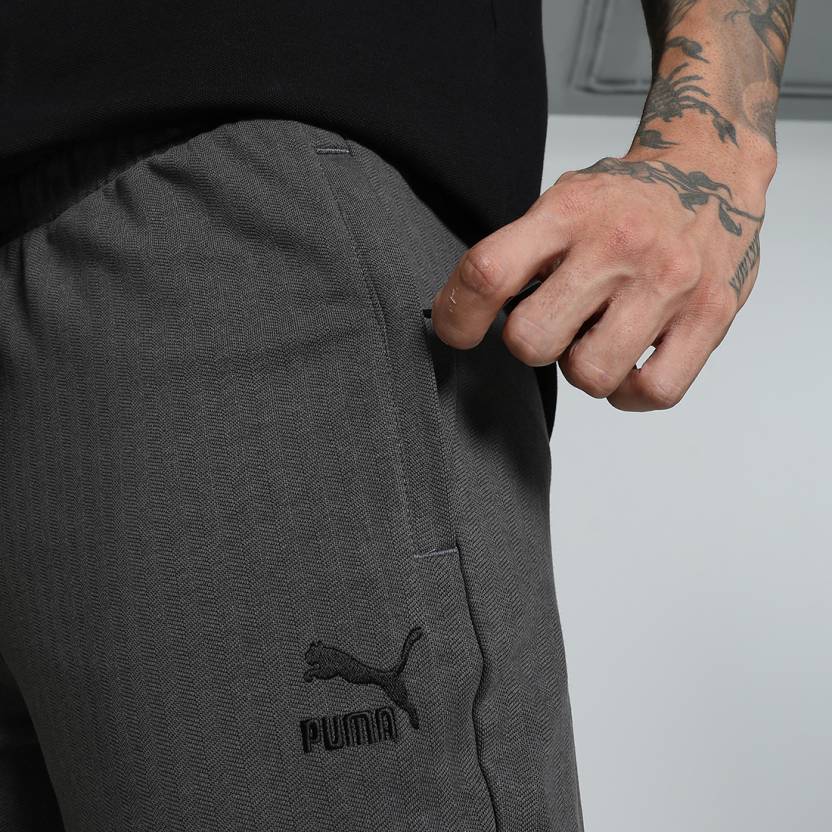 Puma CLASSICS Herringbone Pants PUMA Black Men's Lower-62920601