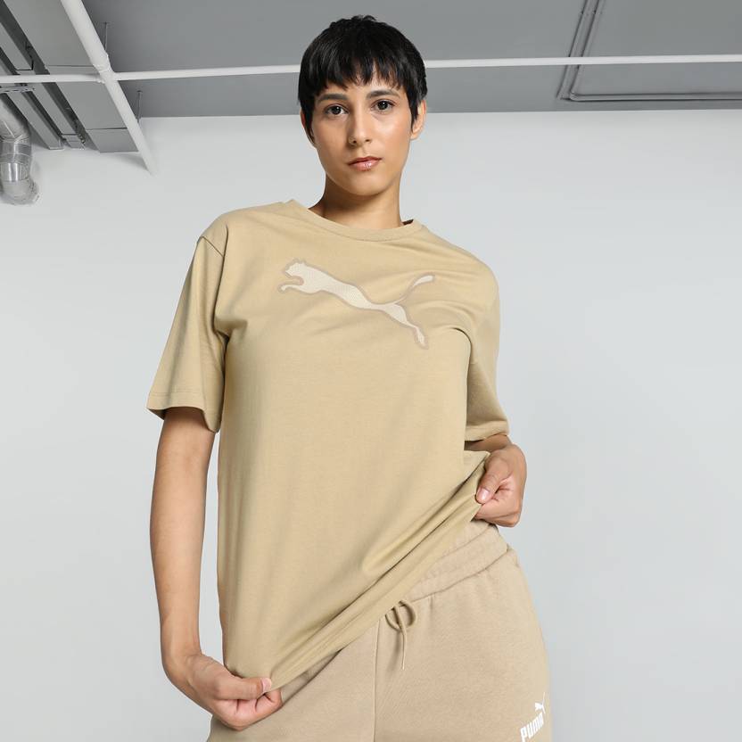 Front view of PUMA Women's Crew, showcasing the relaxed fit, soft fabric, and signature PUMA logo for a stylish and comfortable casual look.